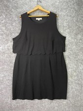 LOFT Plus Dress Womens 20 Black Sleeveless Scallop Overlay Sheath Lined