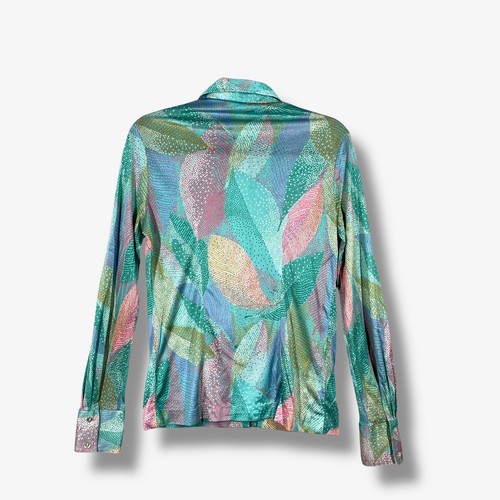 Vintage Sun'n Sand Geometric Leaf Button Up Shirt Womens M Retro Boho Disco - Picture 4 of 7