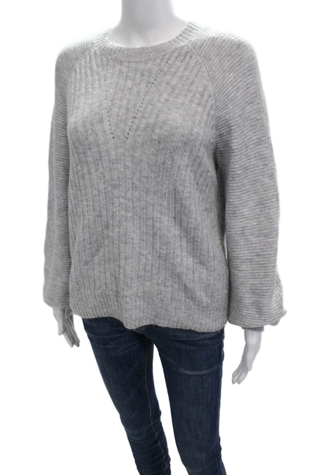 Simply Vera Vera Wang Womens Knitted Ribbed Sweater Pullover Top Gray Size XS - Image 2 of 4