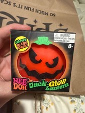 Nee Doh Jack-Glow Lantern Glow in the Dark Squish Squeeze Toy Ages 3 oranges