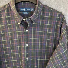 VTG Ralph Lauren Blake Men's 2XL Plaid Long Sleeve Button Down Shirt 100 Cotton