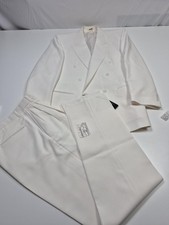 Linea Classica Suit Mens 38R White Poly Wool Double Breasted 2 Piece 30x36 NWT