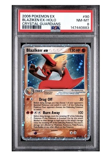 Pokémon TCG Blaziken EX Crystal Guardians Holo Card 90/100 EX Rare Psa 8