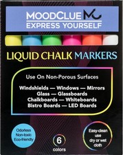 6-Pack Neon Liquid Chalk Markers   Washable, Erasable for Whiteboards  Glass