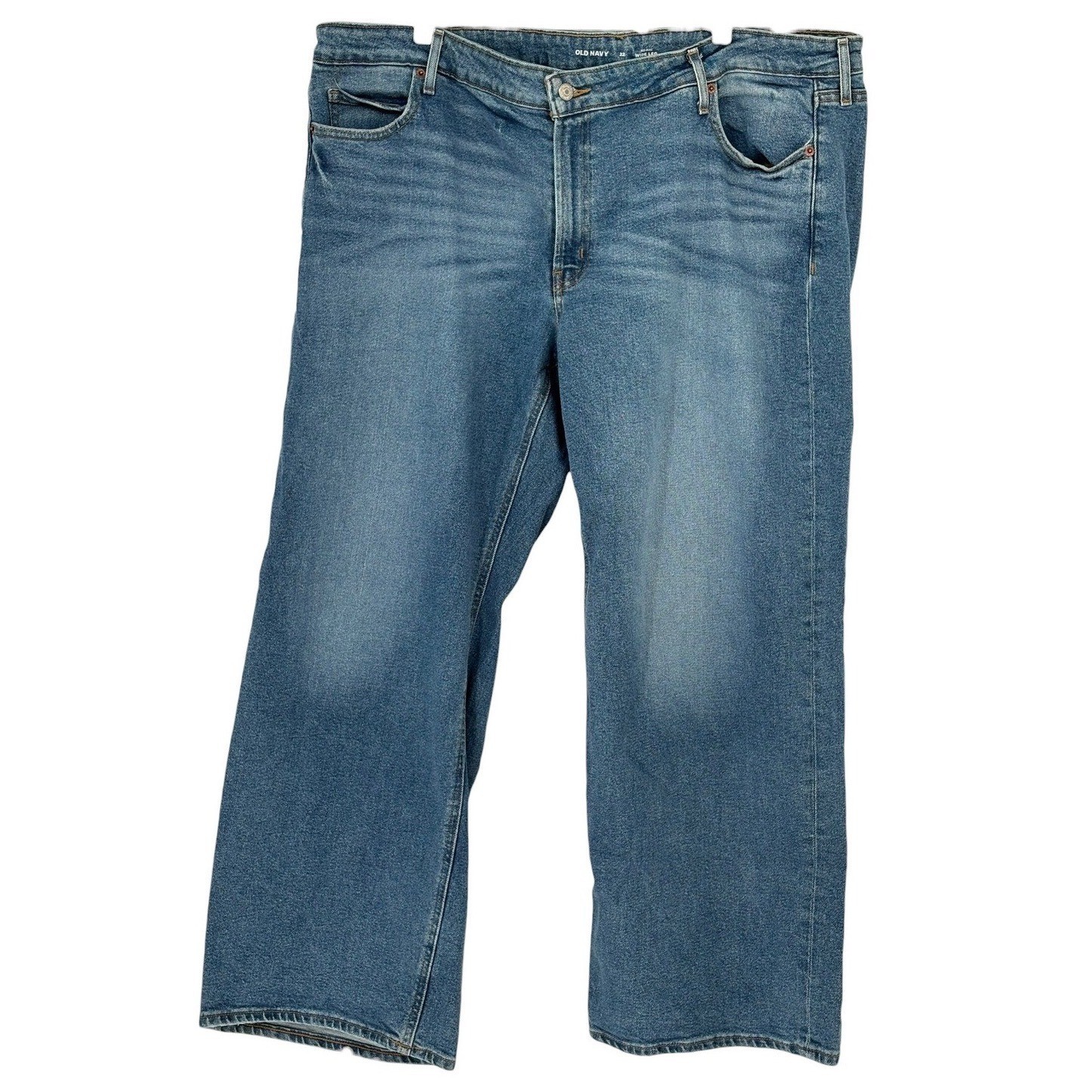 Old Navy Mid Rise Wide Leg Jeans Medium Wash Stretch Size 22