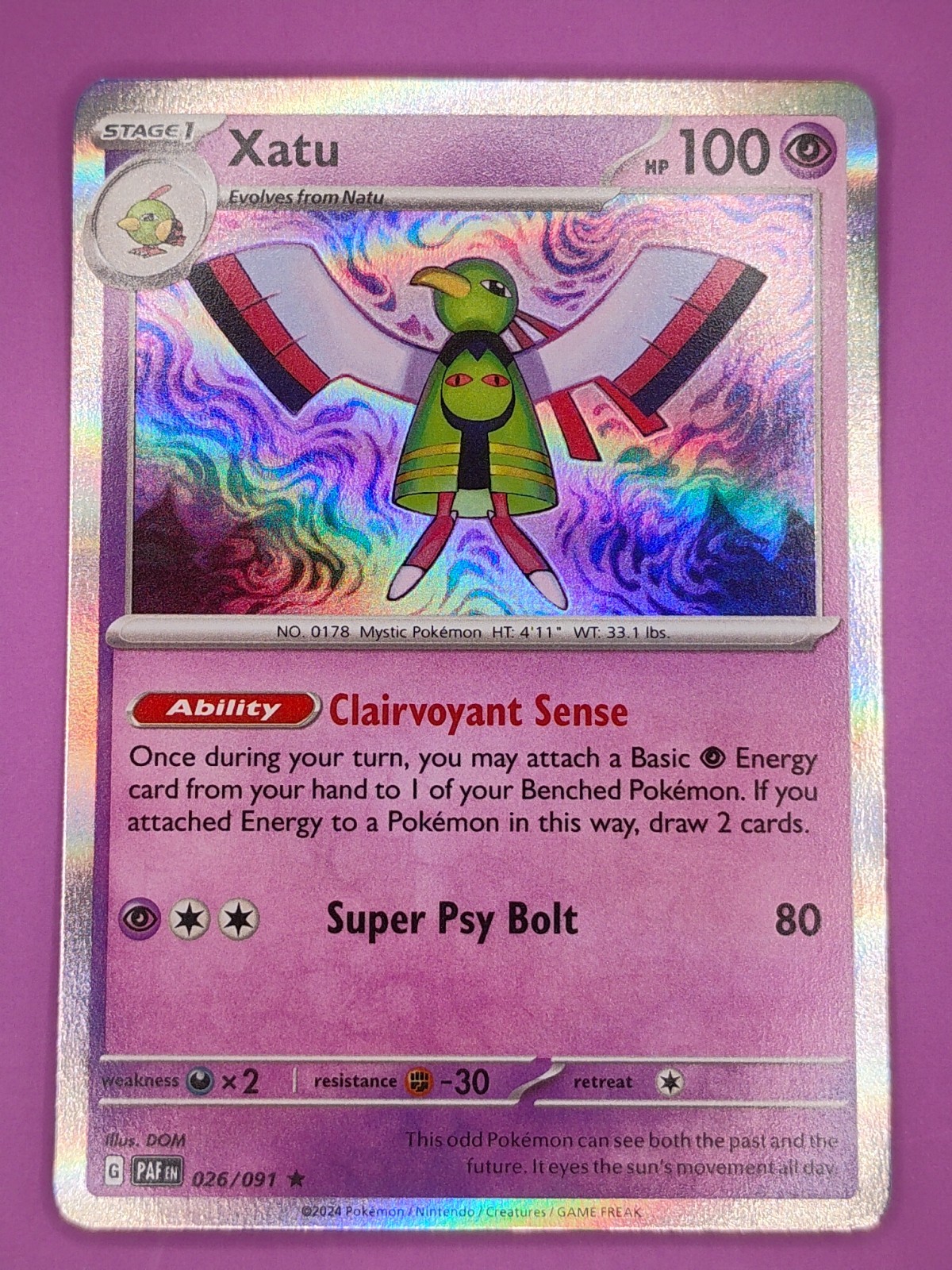 Xatu 026/091 Paldean Fates Holo Pokemon Card