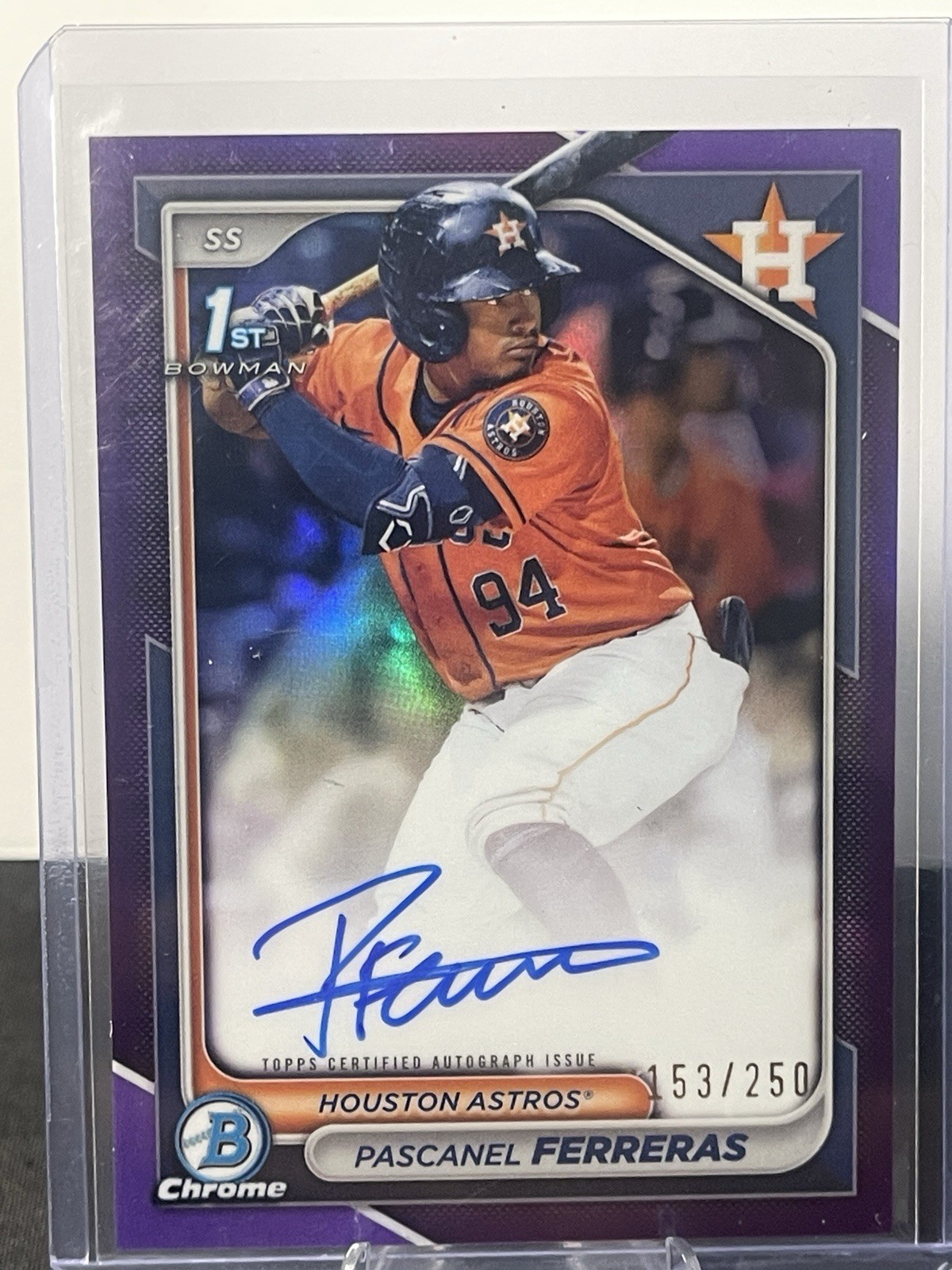 2024 Bowman Chrome -1st Bowman Purple Ref Auto /250 - Pascanel Ferreras -Astros
