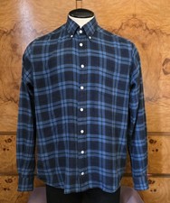 ETON CONTEMPORARY GREEN BLUE PLAID BUTTON DOWN SHIRT LARGE
