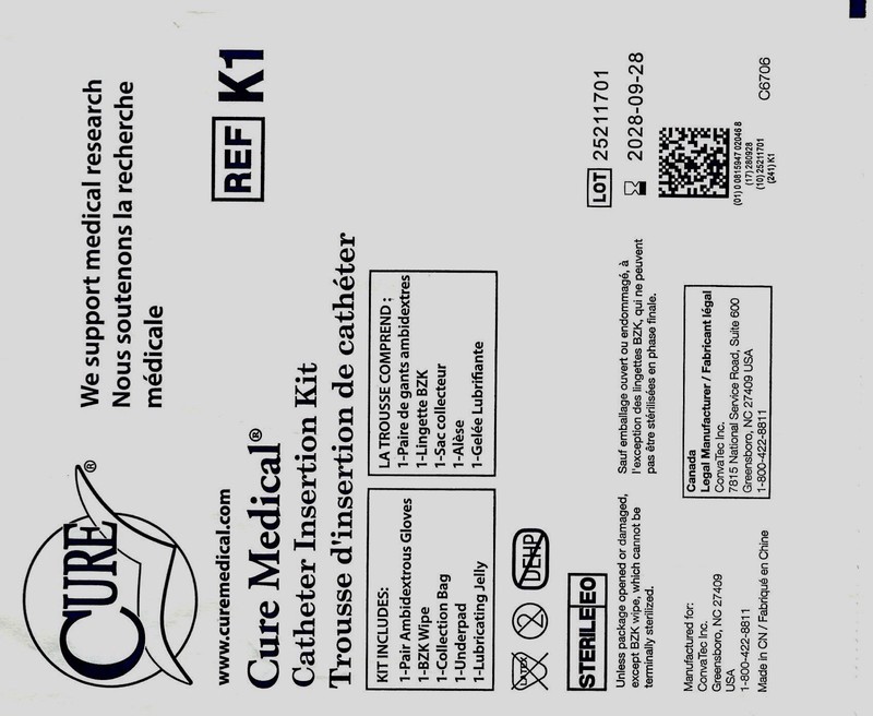 Cure medical Straight Cath Kits. Poly-lined pad, Lubricant, and More! Lot of 20!