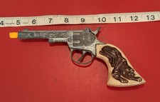 Vintage Hubley Cast Metal TOY Cap Gun Revolver w/ Molded Plastic Puma Grip