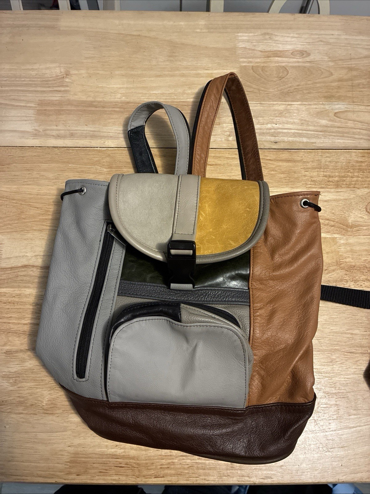 Genuine Leather Patchwork Backpack Made In Mexico… - image 5