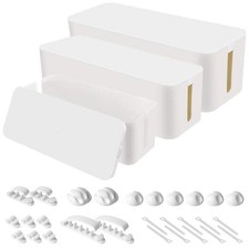 Cable Organizer Box Set of Three, Power Cover Cord 16.0" x 6.2" x 5.4", White