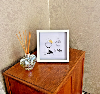 Gin Liebhaber Geschenk - Beste Freundin Kiesel Kunst 8x8 gerahmtes Bild mit Zitat