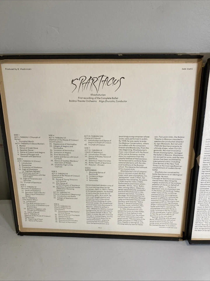 Spartacus , Khachaturian- Ballet LPs. Bolshoi Theatre Orchestra. Zhuraitis Condu - Image 3 of 4