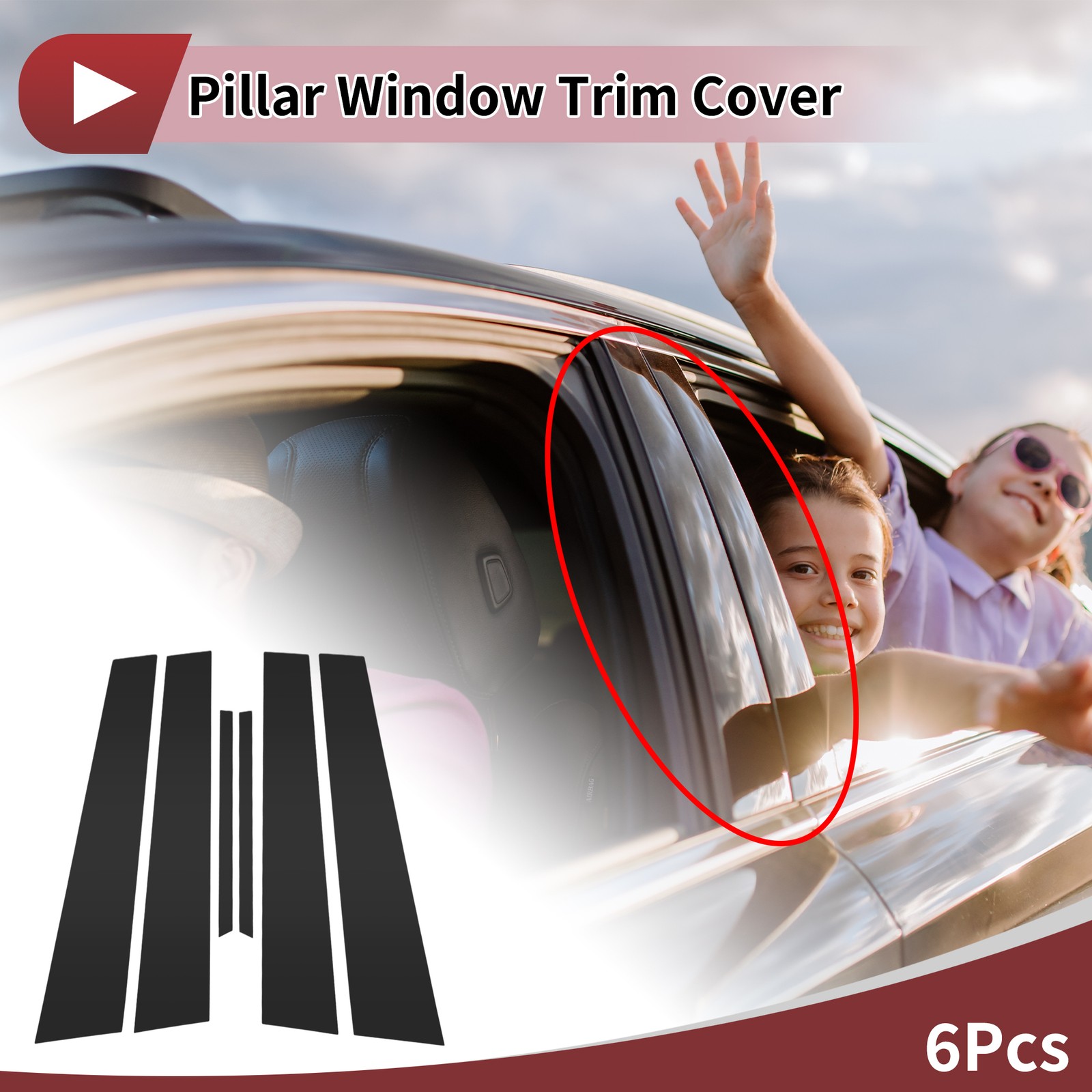 6 Pcs Car Door Pillar Window Trim for Toyota Crown 2009-2012 Black