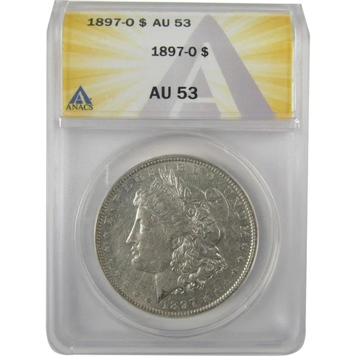 1897 O Morgan Dollar AU 53 ANACS Silver $1 Coin SKU:I19263