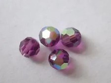 25 GENUINE SWAROVSKI 5000 AMETHYST AB 5MM CRYSTAL ROUND FACETED BEADS  swar20a