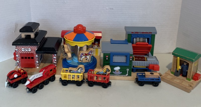 Thomas The Tank Engine Wooden Destination Lot.Fire Dept/carousel/Mr Jolly Choc