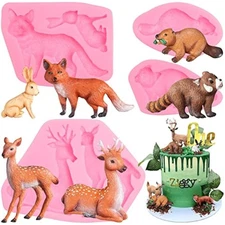 Fox Rabbit Silicone Fondant Mold, Woodland Animal Elk Sika Deer Chocol