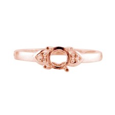 Semi Mount 925 Sterling Silver Rose Plated 5MM Round Three Stone Women Ring