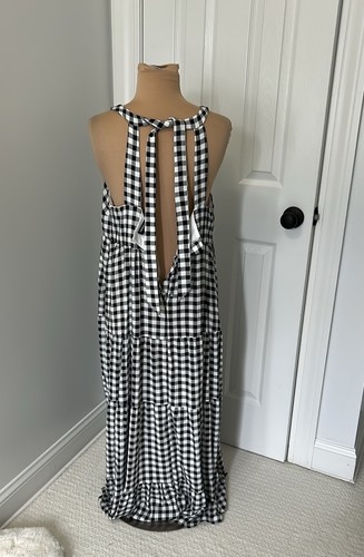 Torrid Maxi Neckholder Stufenkleid schwarz weiß Gingham Größe Torrid0/12/L Neu mit Etikett - Bild 5 von 11