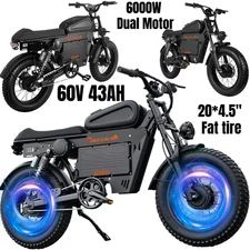CHEEVALRY GT20 6000W Electric Motorcycle 60V 43AH 20*4.5" Fat tire E-bike US