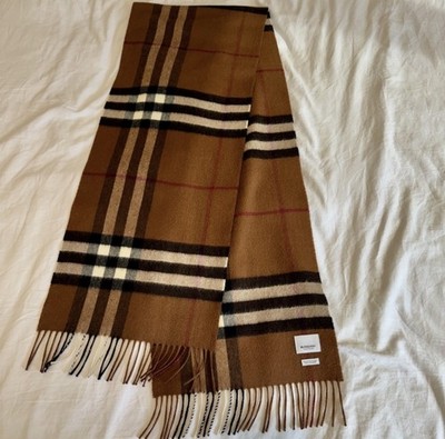 Burberry, Men's, Dark Birch Brown, Plaid, 100% Cashmere Scarf