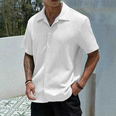 Men's Casual Shirt Summer Short Sleeve Male Clothing Hip Hop Streetwear Plus Top