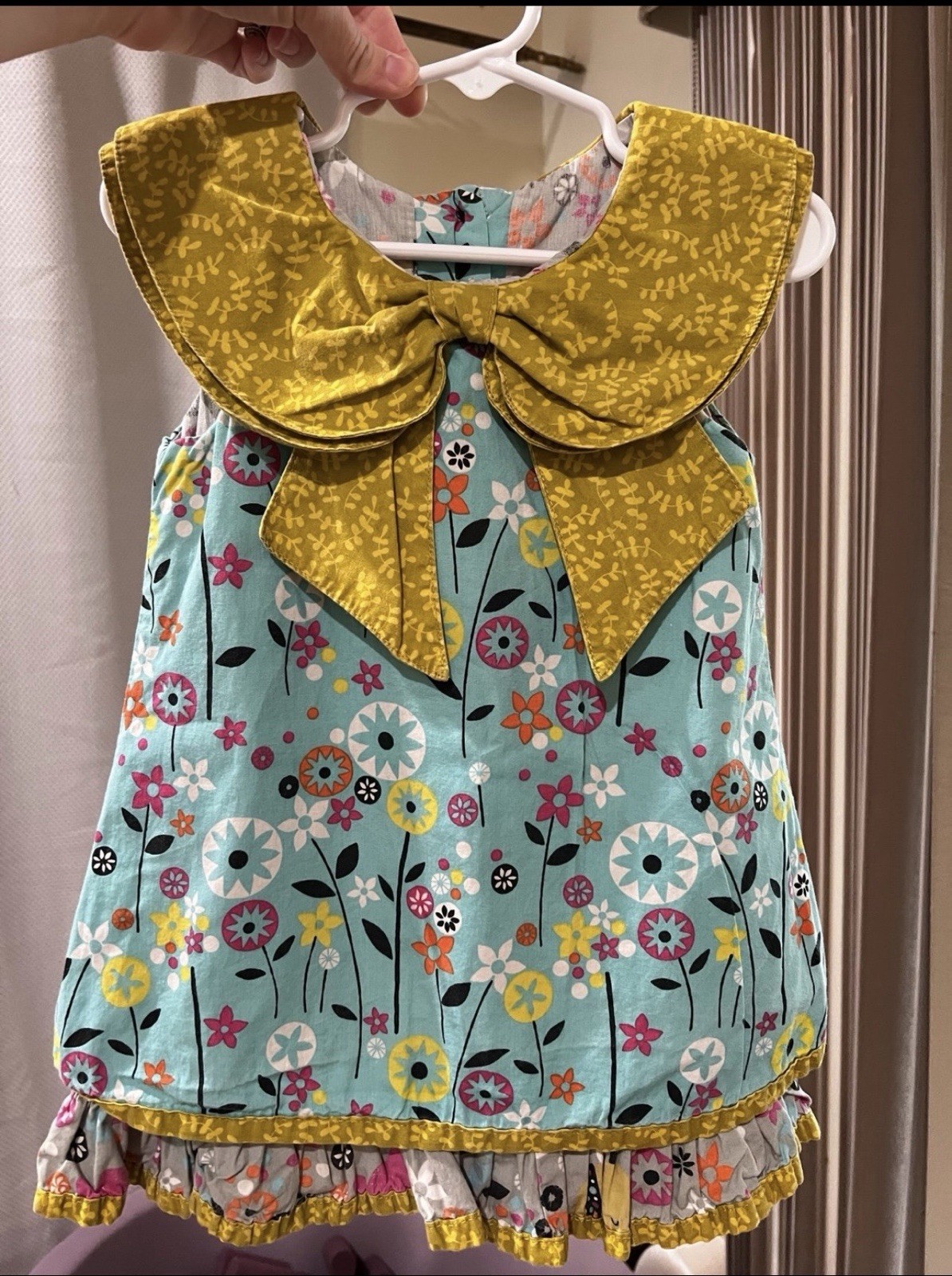 Jelly the Pug Girls 18M Sleeveless Floral Collared A-Line Dress Bow Ruffle