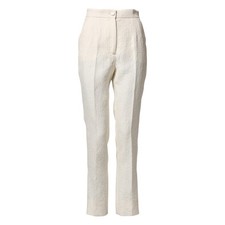 DOLCE & GABBANA Pants White Cotton Floral Brocade Dress IT38/US4/XS RRP 1120usd