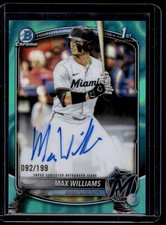MAX WILLIAMS 2025 BOWMAN DRAFT CHROME #CPA-MWI AQUA REFRACTOR AUTO 092/199