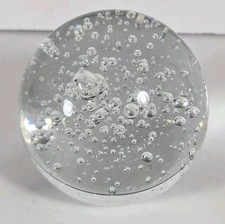 Clear Bubble Glass Crystal Ball Paperweight Heavy Sphere Decor Art