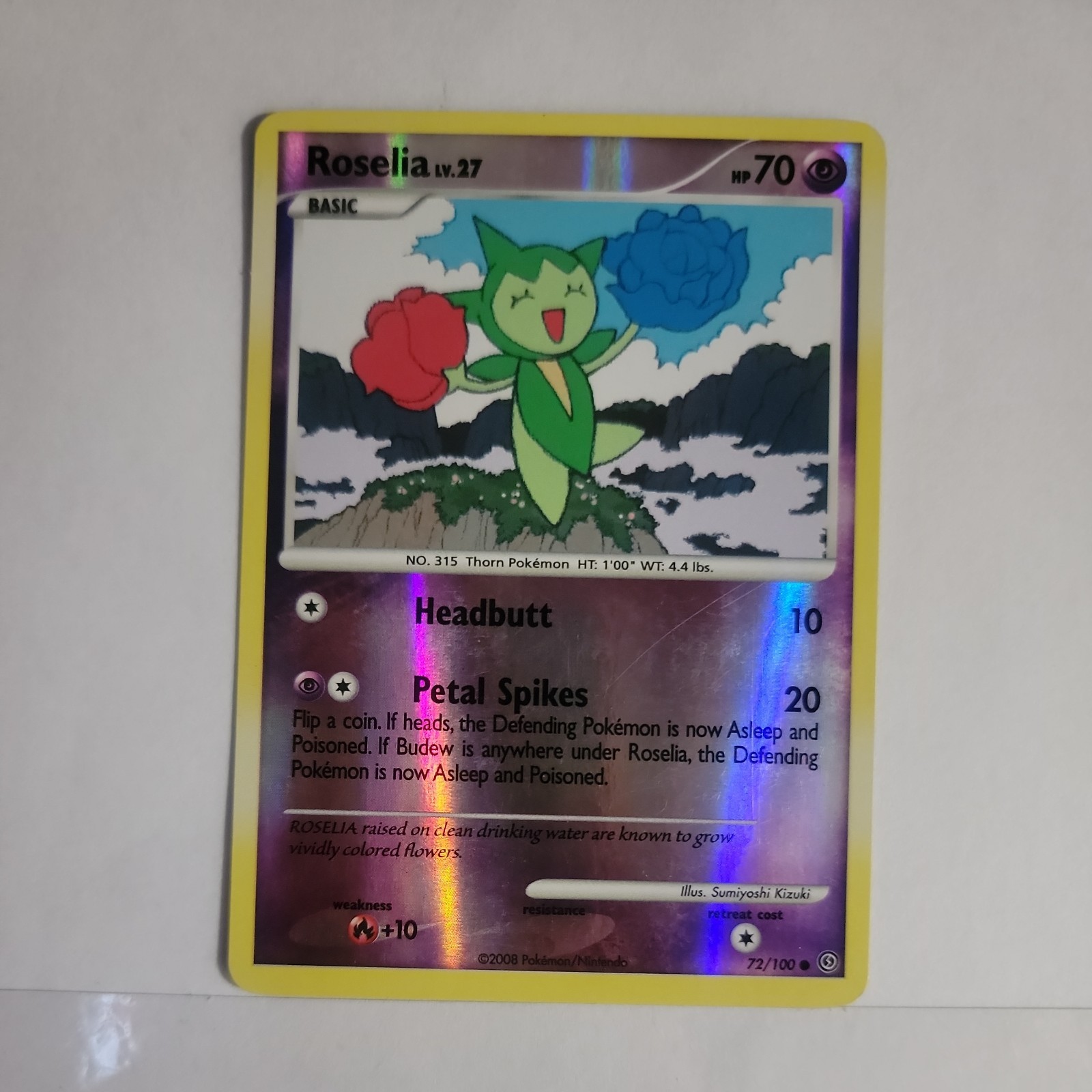 Pokemon Card - Roselia Stormfront 72/100 Reverse Holo