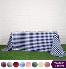 90" x 132" CHECKERED Gingham Polyester TABLECLOTH Wedding Party Table Linens