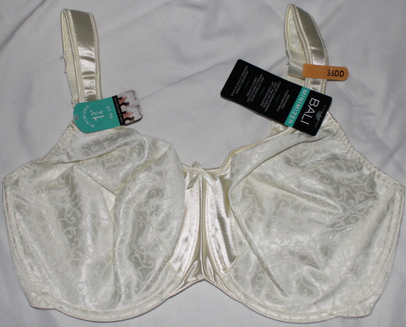 NWT*BALI*Minimizer*Underwire Full Coverage Bra*Ivory*Womens Size 36DD