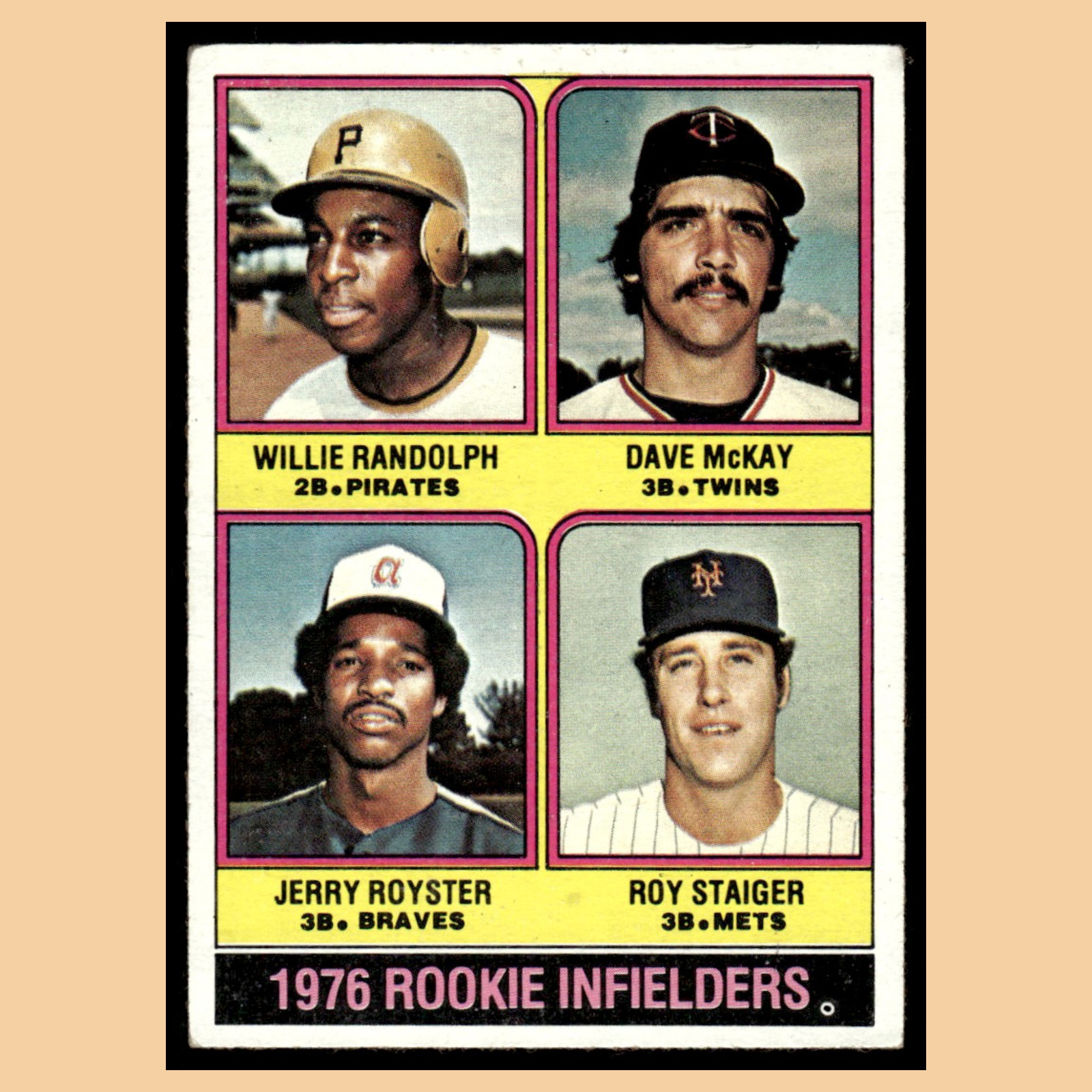 Willie Randolph Dave McKay Jerry Royster Roy Staiger Rookie #592 1976 Topps Card