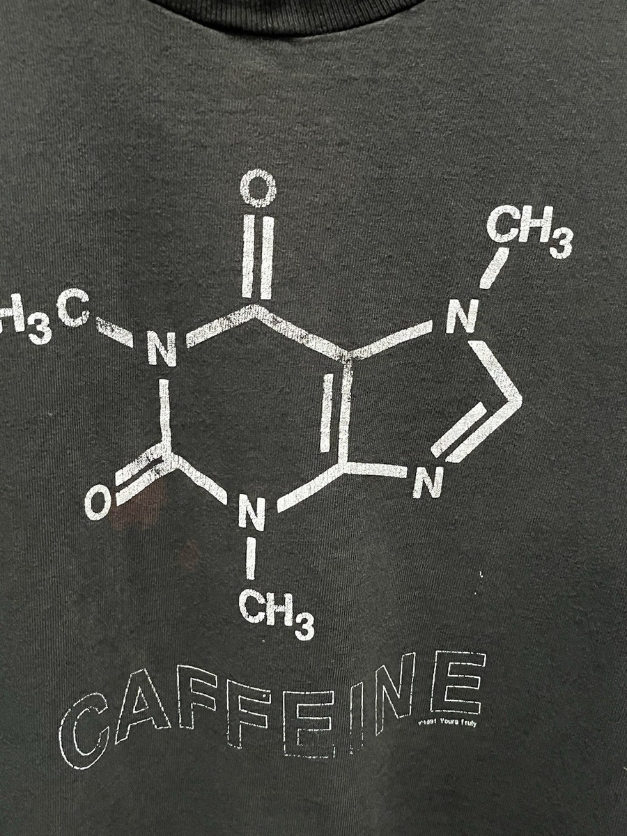 Vintage Men’s Medium Caffeine Molecular Structure 90’s Chemistry Science T Shirt View 2