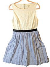 Kate Spade Broome St Dress Womens 14 Pinstripe Fit Flare Sleeveless Zip Back