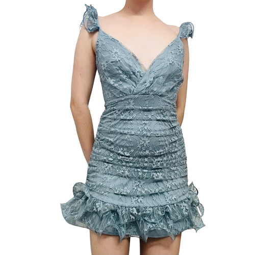 Angel Biba Dress Mini Lace Dainty Pastel Coquette Fitted Ruffle Size Small - Picture 1 of 9