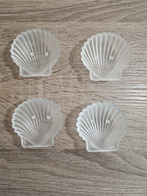 Half Shell Sea Shell Textured Clear Glass Mini Dish For Jewelery, Rings Set Of 4