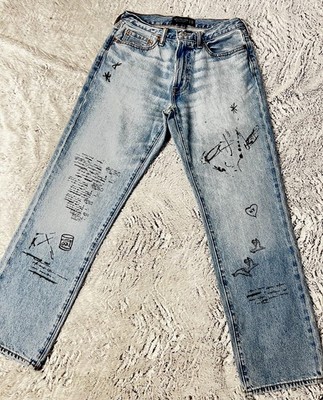 Abercrombie & Fitch Blue Jeans 31W 32L Authentic Rigid Denim Relaxed Straight
