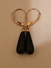 Vintage Sterling Silver 14k.Yellow  Gold Black Onyx Tear Drop Earrings — photo 3
