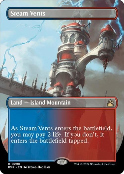 Steam Vents (Borderless) - Light Play MTG Ravnica Remastered