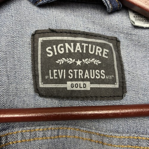 Levi Strauss Signature Gold Denim Jacket Mens Small Blue Jean Long sleeve Collar - Picture 10 of 15