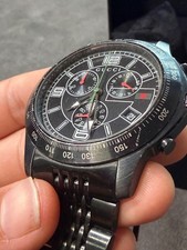 Gucci Swiss Made Mens Black Stainless Steel Chronograph Watch 126.2 With Box