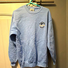Lee Heavyweight Men's M Blue Crewneck Pullover Fleece Sweatshirt Embroidered