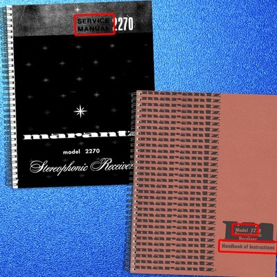 Marantz 2270 Receiver Service & Owners Manual BUNDLE - WIRE BOUND - TOUGH COVERS
