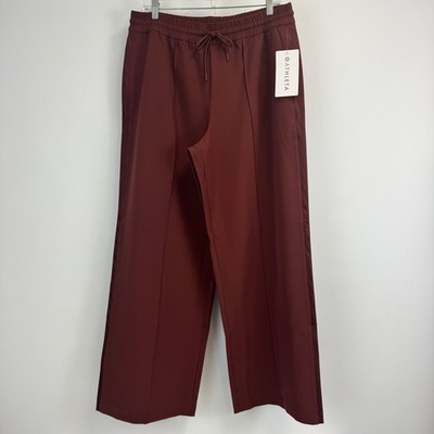 Athleta Endeavor Relaxed Pant L Spiced Cabernet Burgundy Wide Leg Pintuck NWT