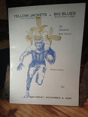 Hbcu College*1939* THE MOUNTAIN STATE CLASSIC * WEST VIRGINIA STATE VS BLUEFIELD