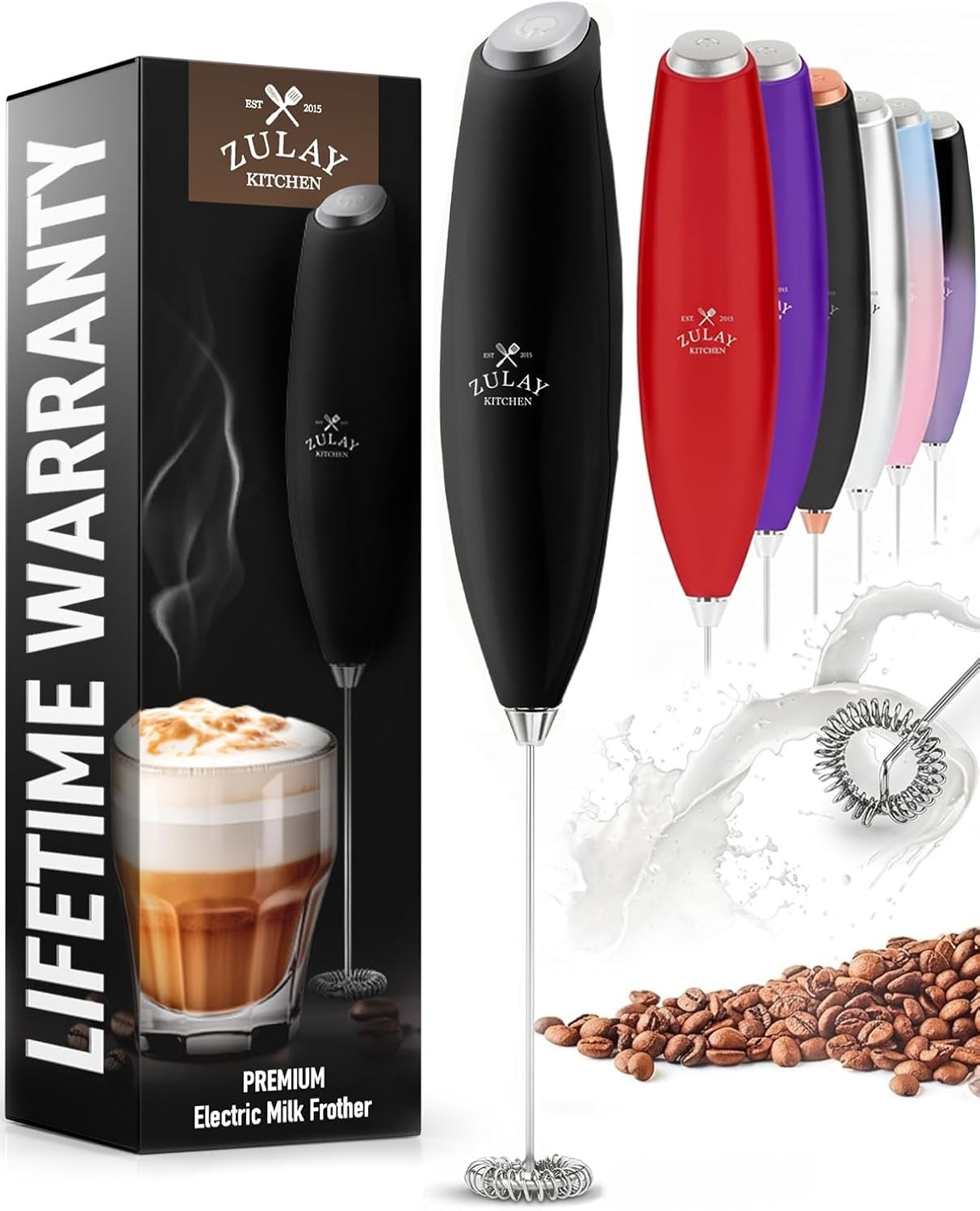 Milk Frother Wand Handheld Electric Whisk 13,000 RPM for Coffee Latte